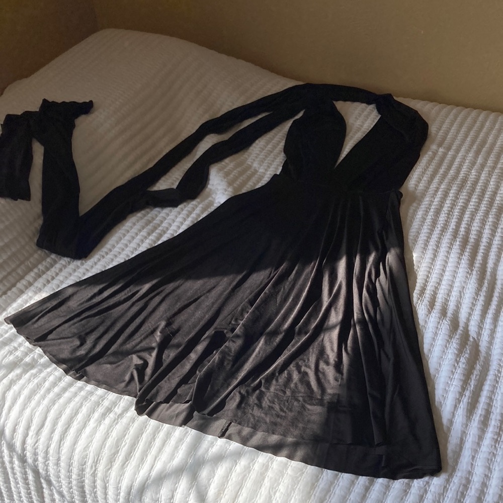 Multi-way knee length black dress